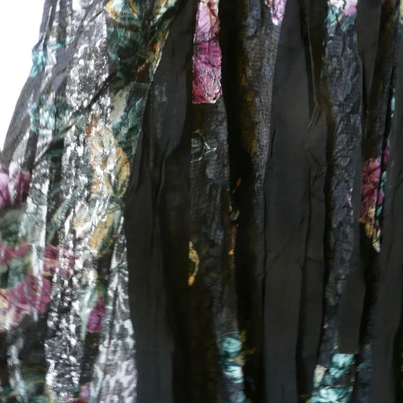 Women's Semi Sheer Lace Dress Fully Lined Loose Fitting Long Black Floral Goth - Picture 9 of 10